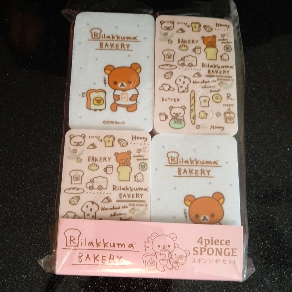 Rilakkuma Bakery 4 Piece Sponge Set.